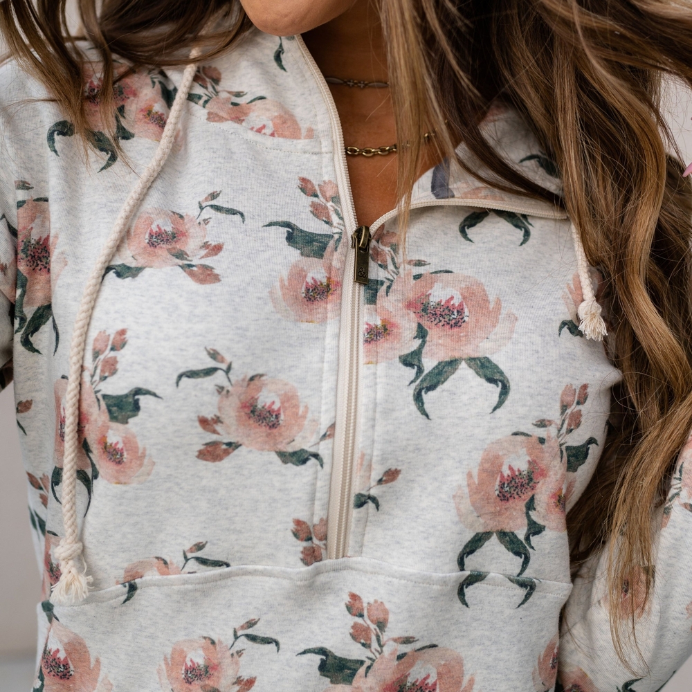 Ampersand Ave Floral Quarter Zip Hoodie